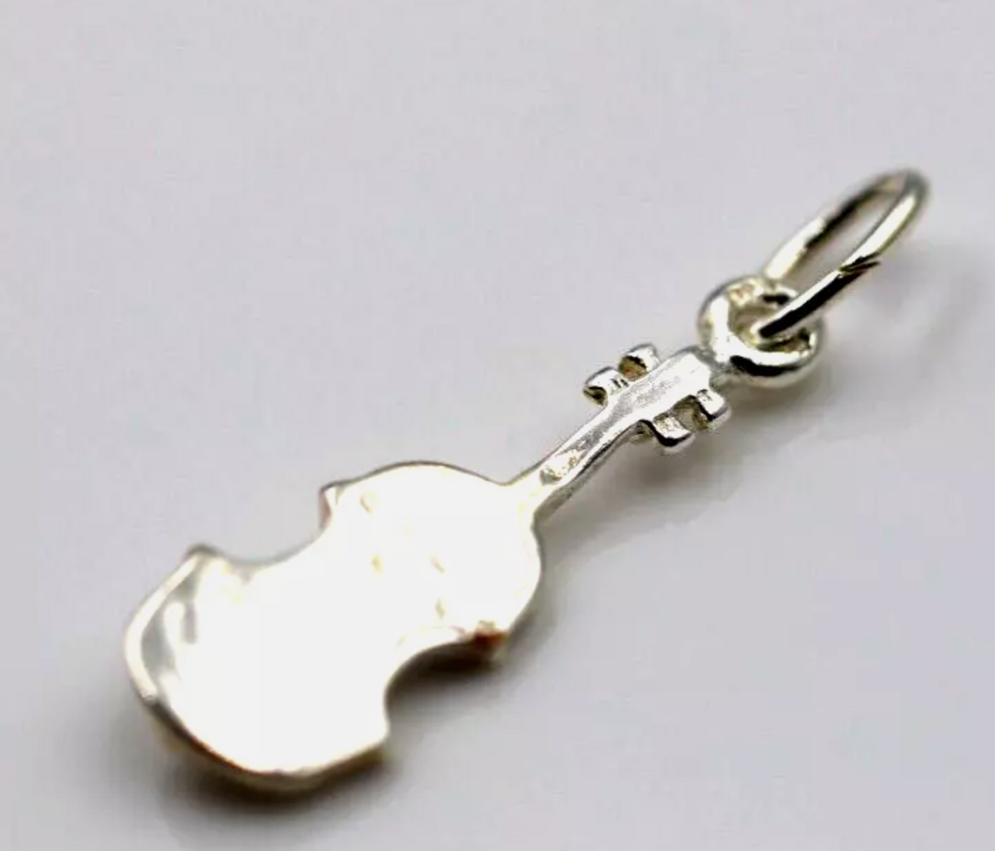 Genuine Sterling Silver 925 Music Violin Pendant Charm
