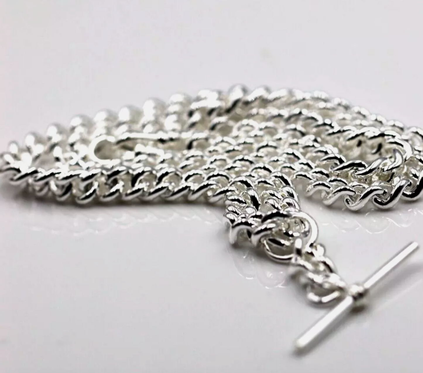 Sterling Silver 925 Heavy Kerb Curb Chain Necklace 50cm 71.2grams T-Bar + 2 x swivels Clasps