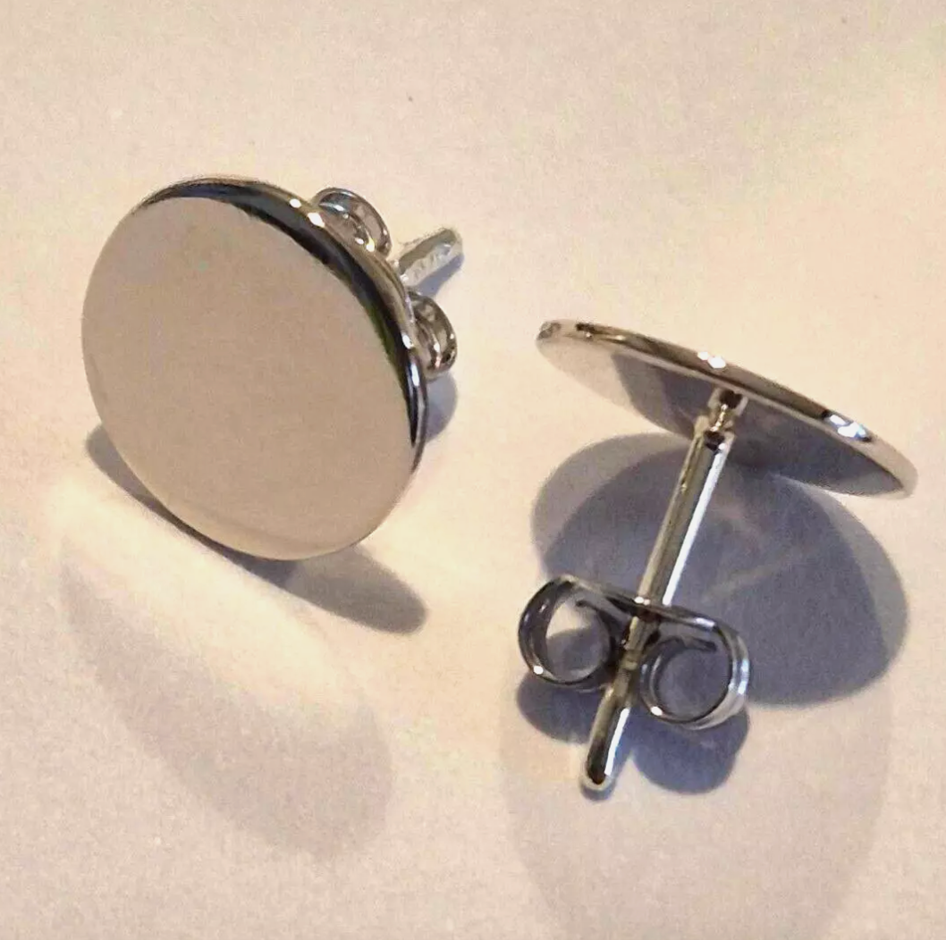 Genuine 9ct 9k 375 Yellow, Rose or White Gold 10mm Engravable Disc Earrings