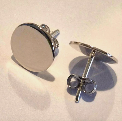 Genuine 9ct 9k 375 Yellow, Rose or White Gold 10mm Engravable Disc Earrings