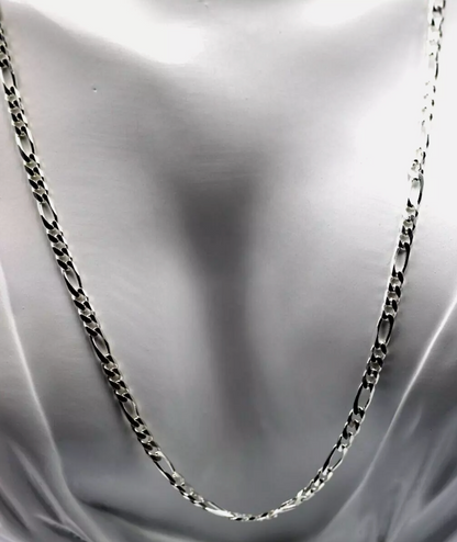 Sterling Silver 925 Bevelled Figaro Diamond Cut Chain 45cm, 50cm, 55cm, 60cm or 70cm Necklace
