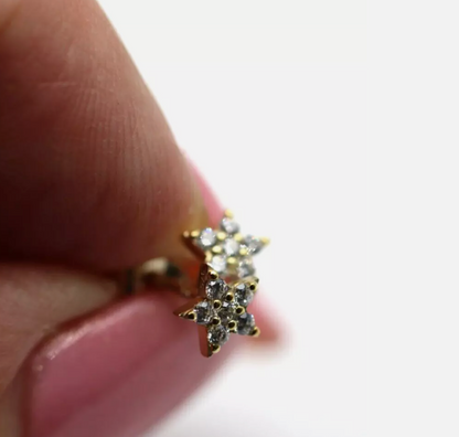 Genuine 9ct 9kt 375 Yellow Gold Cubic Zirconia Star Stud Earrings