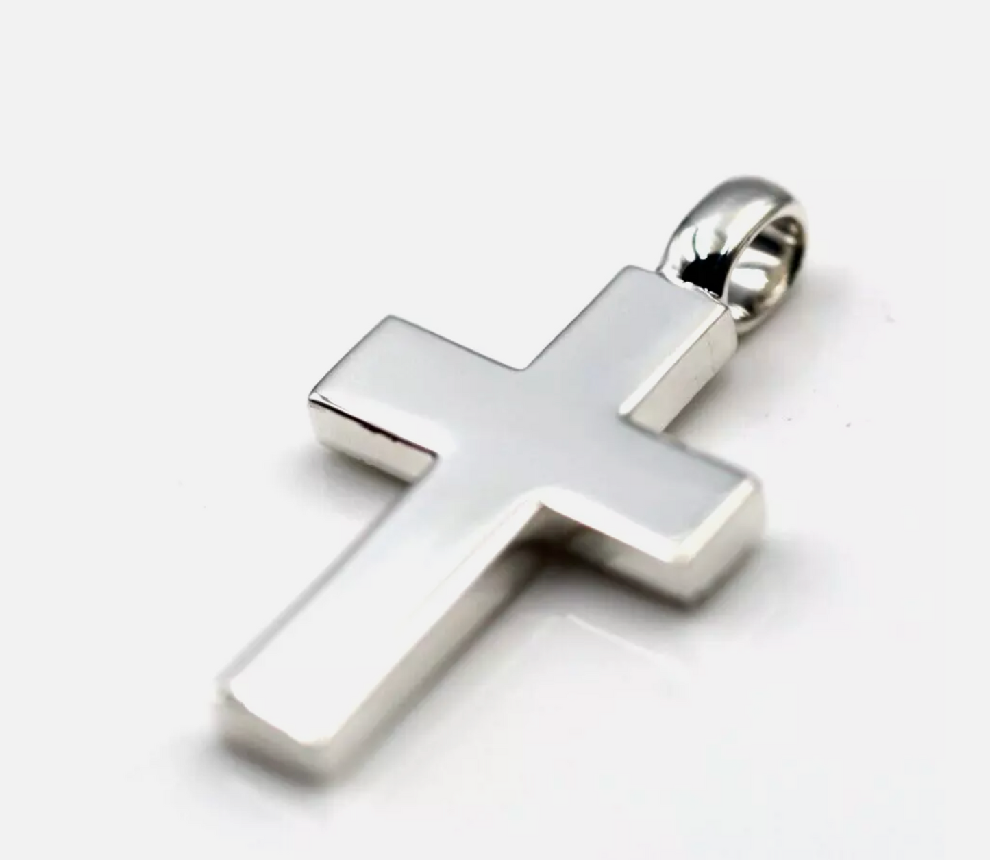 Genuine New Sterling Silver 925 Cross Plain Thick Pendant 35mm X 20mm