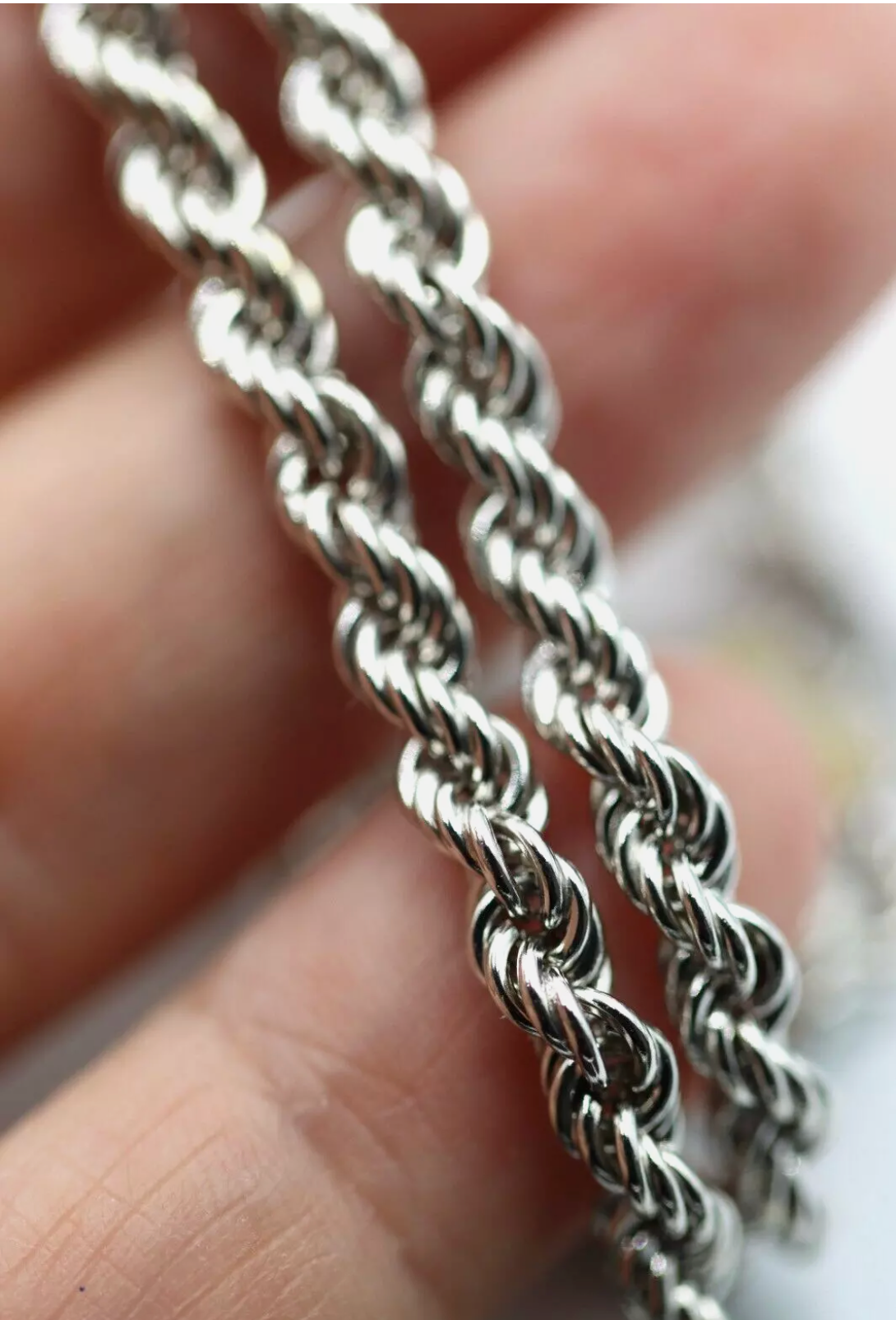 Genuine 9ct 9k Yellow, Rose or White Gold Solid Rope Chain 4.4mm Wide -  50cm, 55cm, 60cm or 65cm lengths