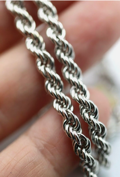Genuine 9ct 9k Yellow, Rose or White Gold Solid Rope Chain 4.4mm Wide -  50cm, 55cm, 60cm or 65cm lengths