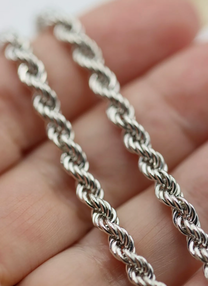 Genuine 9ct 9k Yellow, Rose or White Gold Solid Rope Chain 4.4mm Wide -  50cm, 55cm, 60cm or 65cm lengths