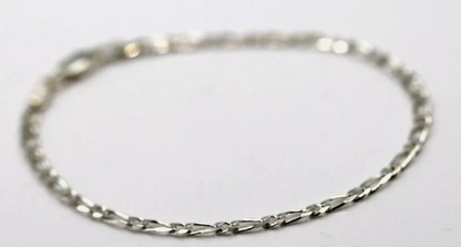 Genuine Sterling Silver 925 Figaro Charm bracelet 19cm long