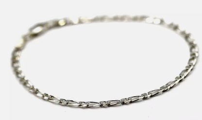 Genuine Sterling Silver 925 Figaro Charm bracelet 19cm long