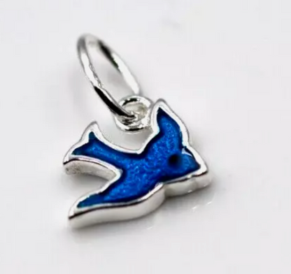 Genuine Sterling Silver 925 Enamel Blue Bird Pendant / Charm