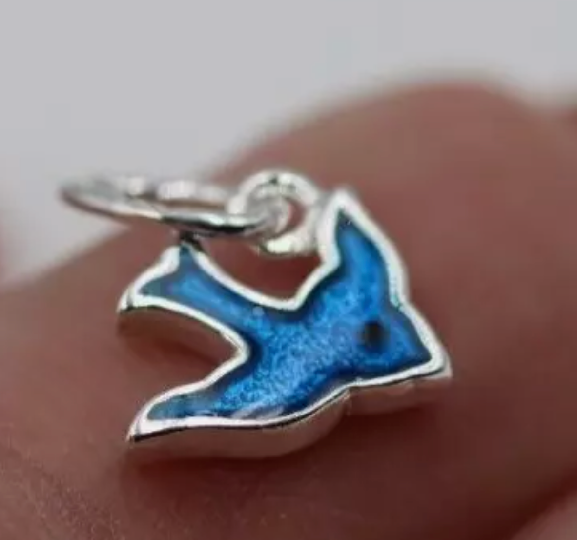 Genuine Sterling Silver 925 Enamel Blue Bird Pendant / Charm