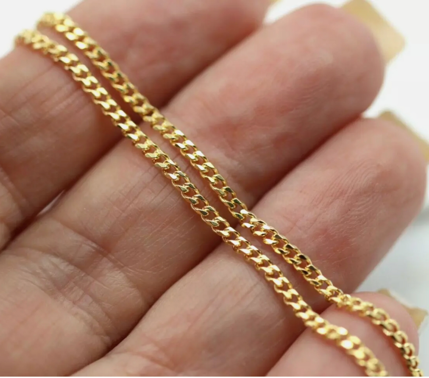 Genuine Solid 9ct 9k 375 Yellow Gold Diamond Cut Curb Necklace Chain 2mm wide