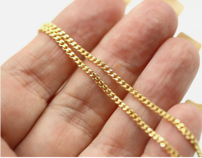 Genuine Solid 9ct 9k 375 Yellow Gold Diamond Cut Curb Necklace Chain 2mm wide