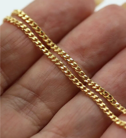 Genuine Solid 9ct 9k 375 Yellow Gold Diamond Cut Curb Necklace Chain 2mm wide