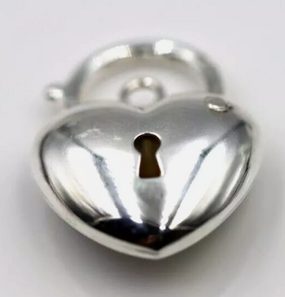 Sterling Silver 925 Bubble Heart Padlock Pendant 15mm X 19mm