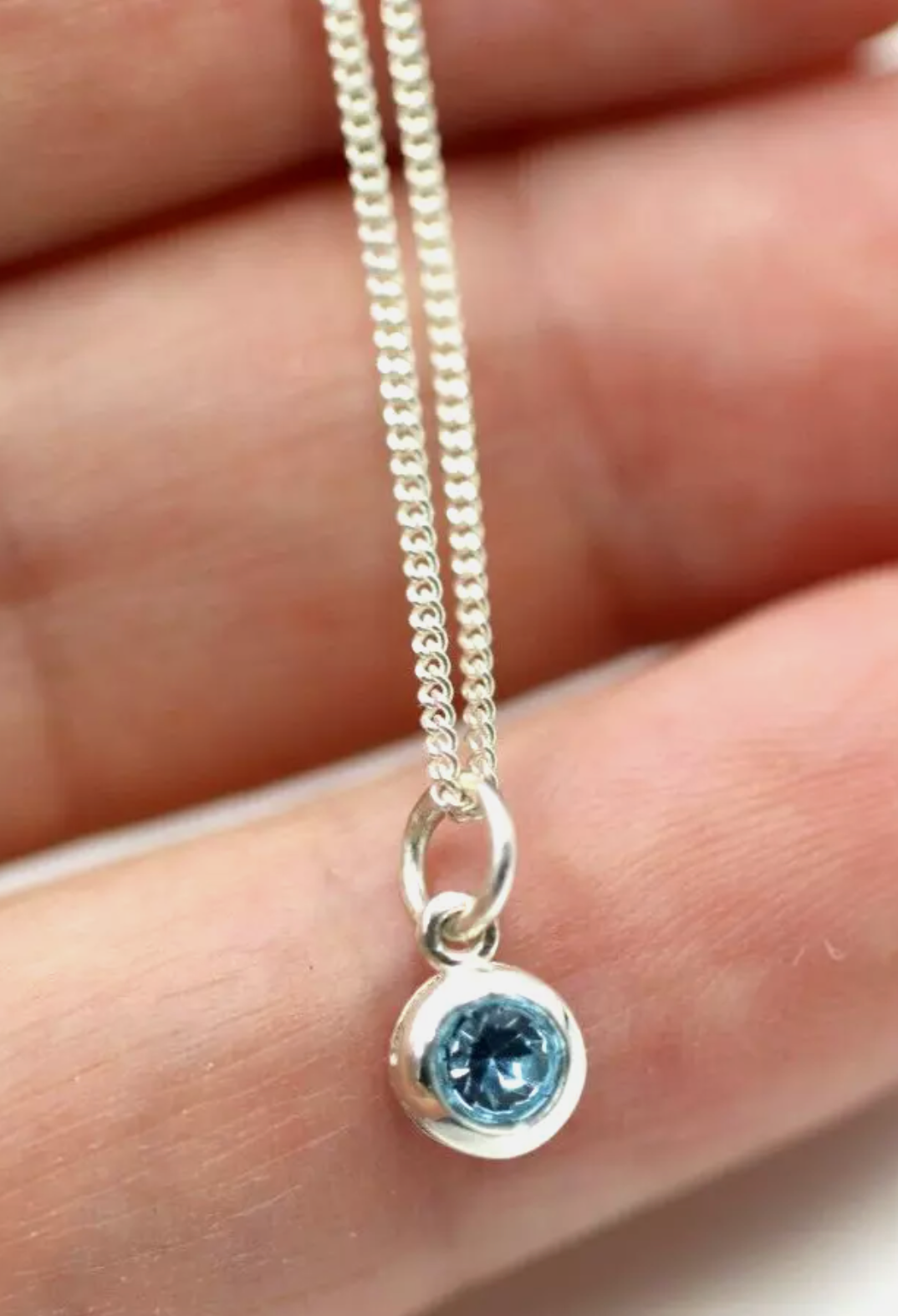 Sterling Silver 925 Charm Birthstone Crystal, MARCH + Necklace Chain