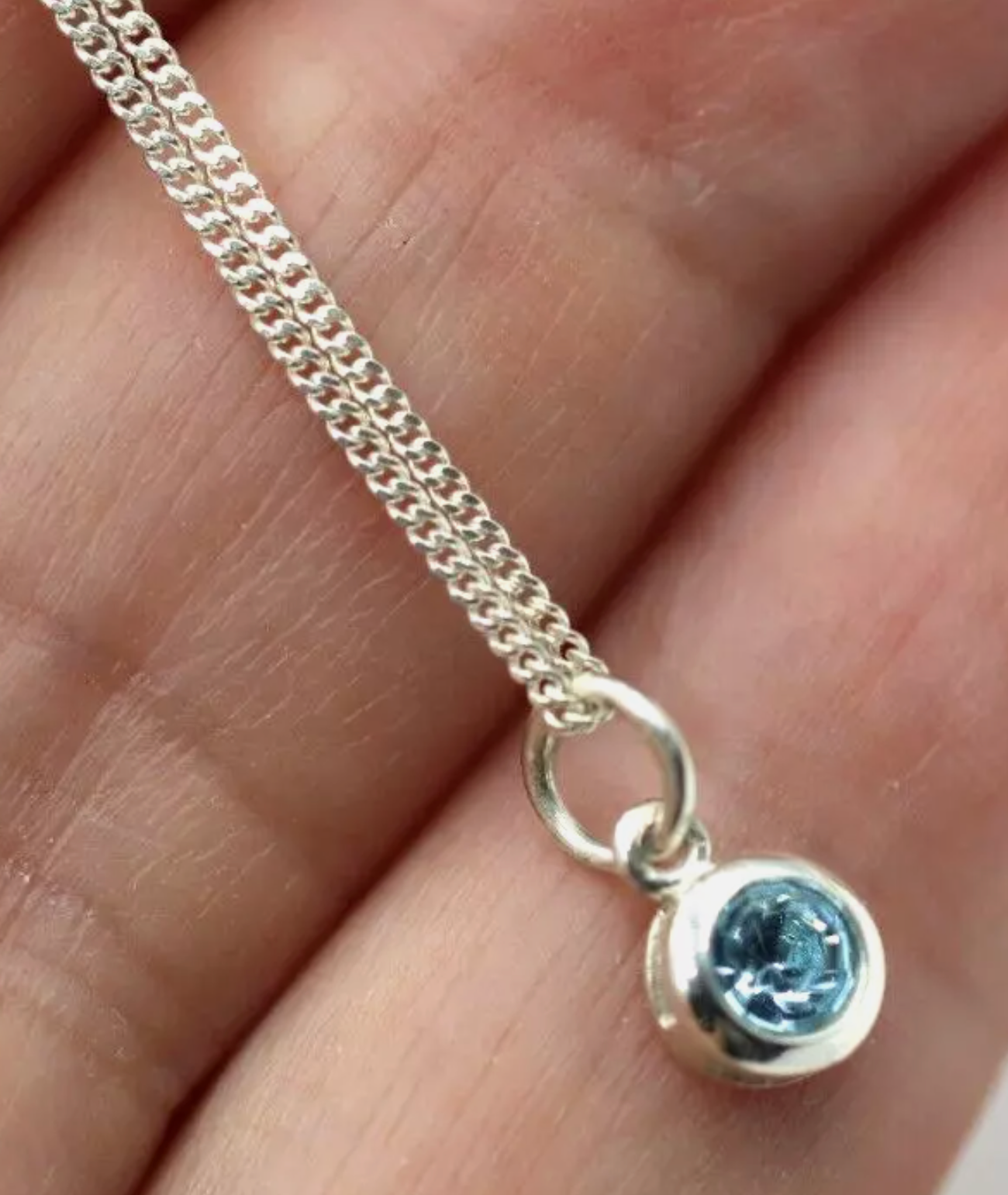 Sterling Silver 925 Charm Birthstone Crystal, MARCH + Necklace Chain