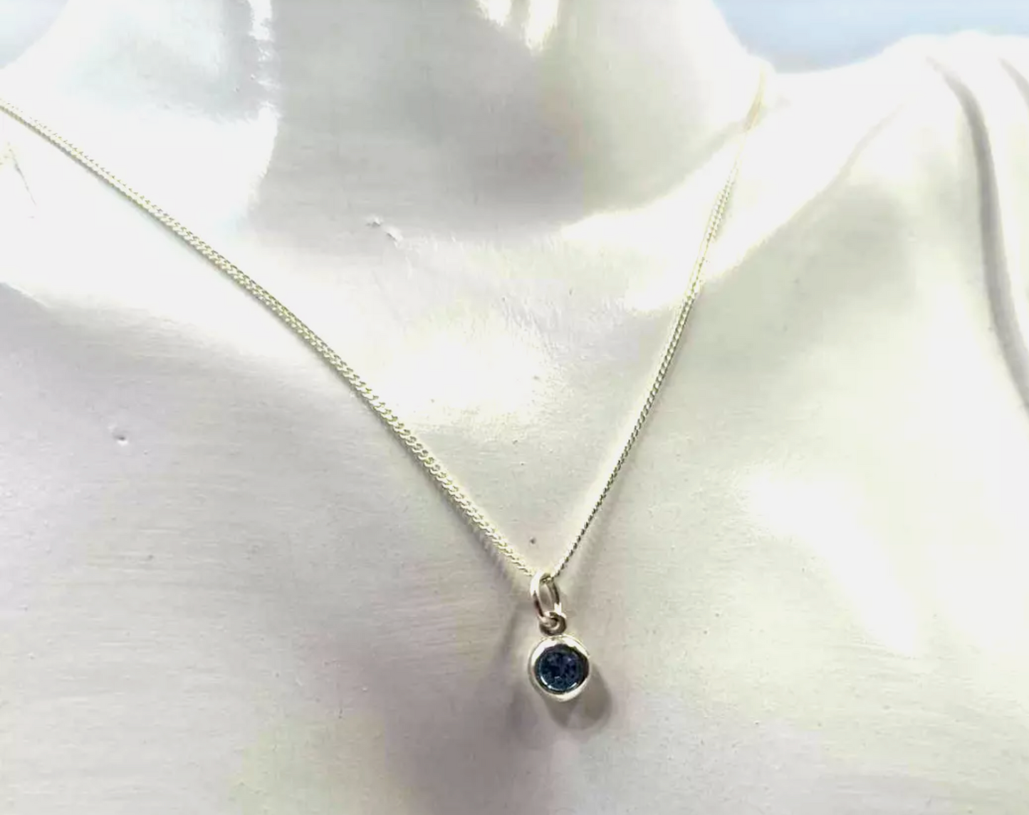 Sterling Silver 925 Charm Birthstone Crystal, MARCH + Necklace Chain