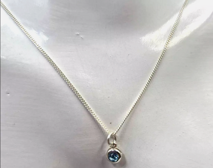 Sterling Silver 925 Charm Birthstone Crystal, MARCH + Necklace Chain