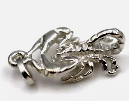 Genuine Large/Med Sterling Silver 925 Scorpio Zodiac Pendant Charm