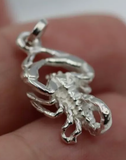 Genuine Large/Med Sterling Silver 925 Scorpio Zodiac Pendant Charm