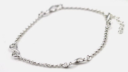 Sterling Silver 925 Infinity Belcher Anklet 23cm Chain + 3cm Extender