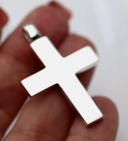 Genuine Sterling Silver 925 Solid Cross Pendant 34mm x 26mm