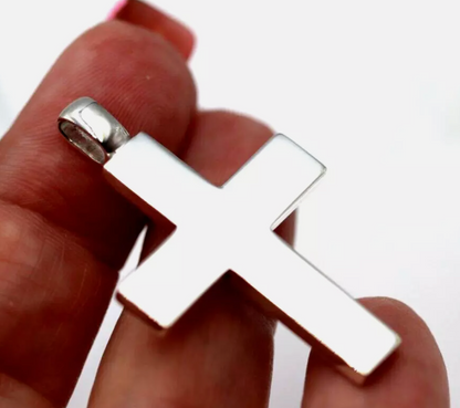 Genuine Sterling Silver 925 Solid Cross Pendant 34mm x 26mm