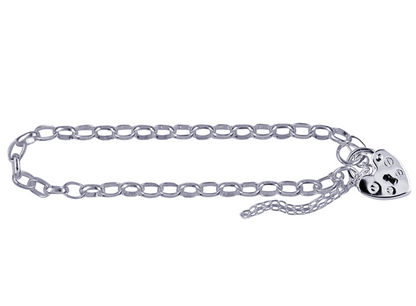 Sterling Silver 925 Oval Belcher Plain Padlock Bracelet 19cm long