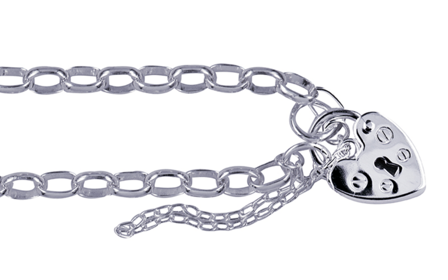 Sterling Silver 925 Oval Belcher Plain Padlock Bracelet 19cm long