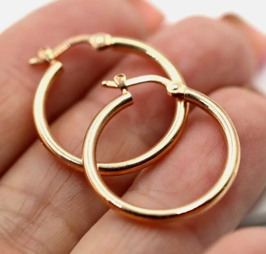 Kaedesigns Genuine 9ct Solid Rose Gold Hollow Hoop Huggies Earrings