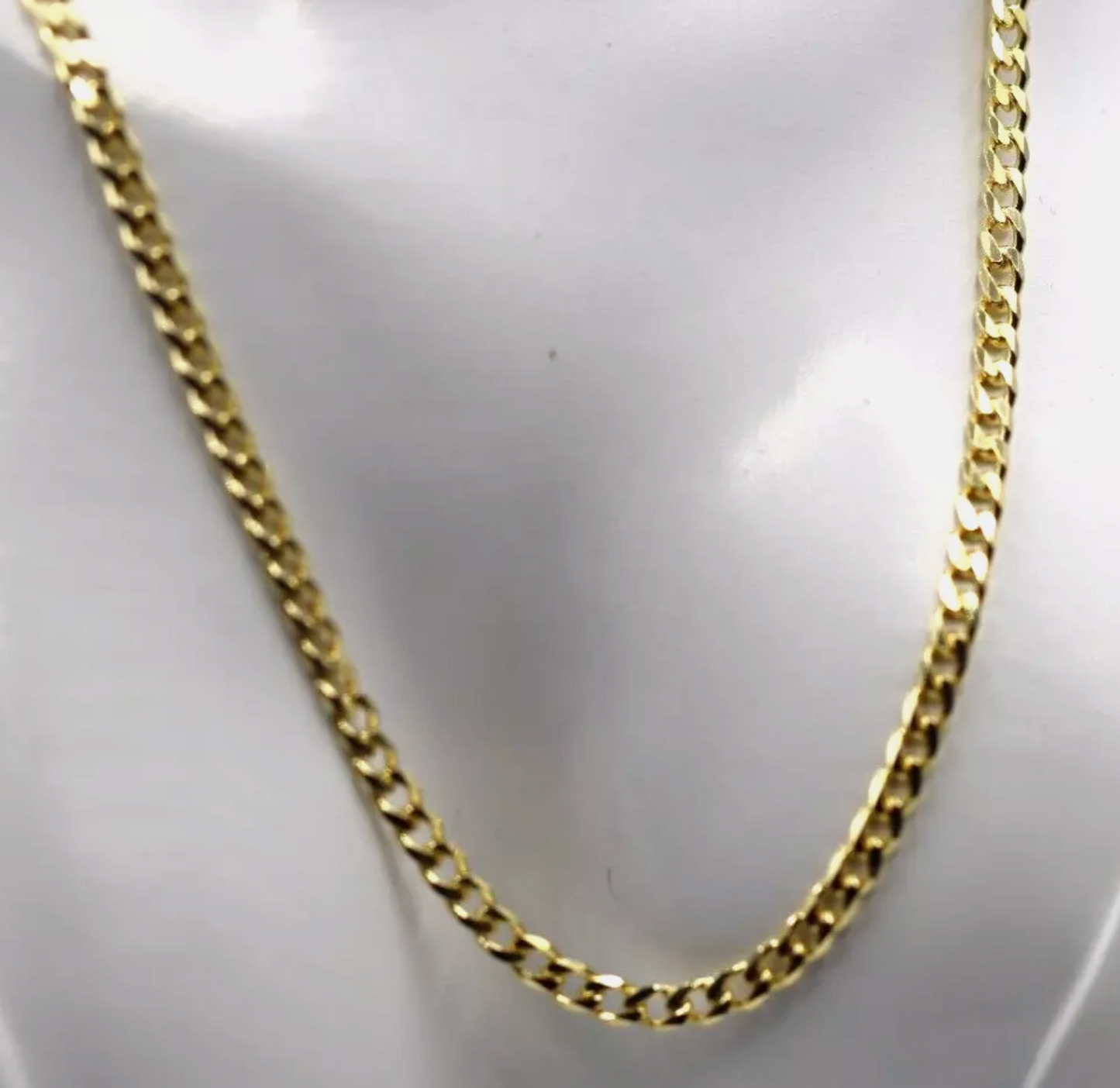 Sterling Silver 925 Yellow Gold Plated Bevelled Curb Chain 50cm, 55cm, 60cm or 70cm Necklace