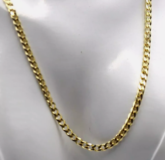 Sterling Silver 925 Yellow Gold Plated Bevelled Curb Chain 50cm, 55cm, 60cm or 70cm Necklace