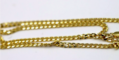 Sterling Silver 925 Yellow Gold Plated Bevelled Curb Chain 50cm, 55cm, 60cm or 70cm Necklace