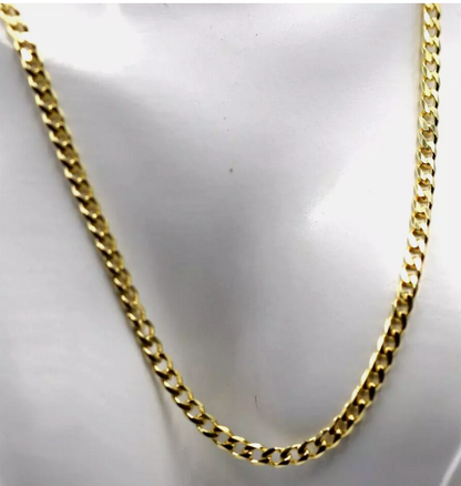 Sterling Silver 925 Yellow Gold Plated Bevelled Curb Chain 50cm, 55cm, 60cm or 70cm Necklace