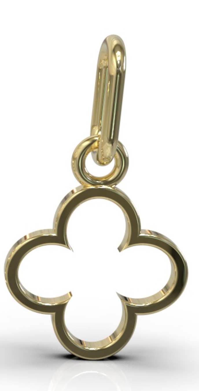 Genuine Solid 9ct Yellow, Rose Or White Gold 28mm Four Leaf Clover Pendant