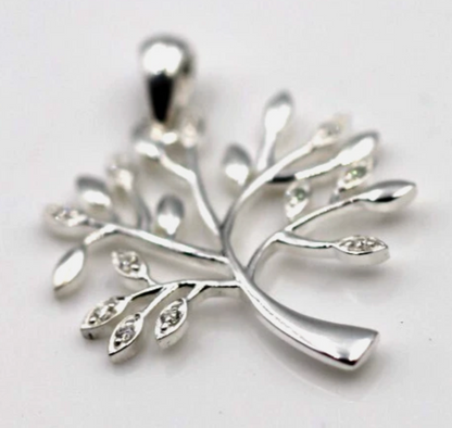 Genuine Sterling Silver 925 CZ Tree of Life Pendant Charm