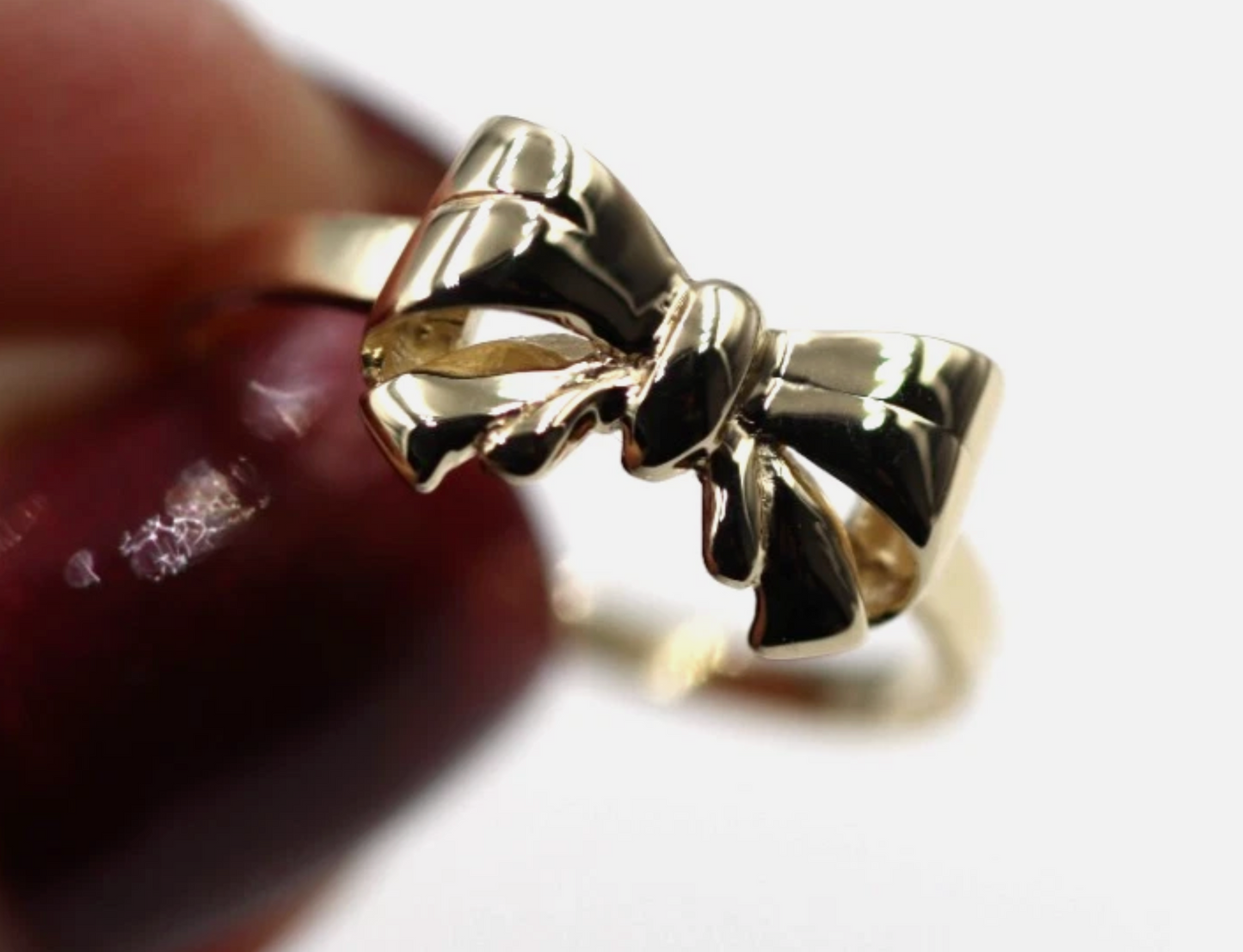 Genuine 9ct Solid Yellow, Rose Or White Gold Bow Ring Choose Size L To U 1/2