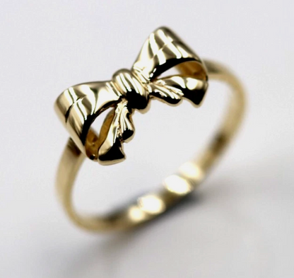 Genuine 9ct Solid Yellow, Rose Or White Gold Bow Ring Choose Size L To U 1/2