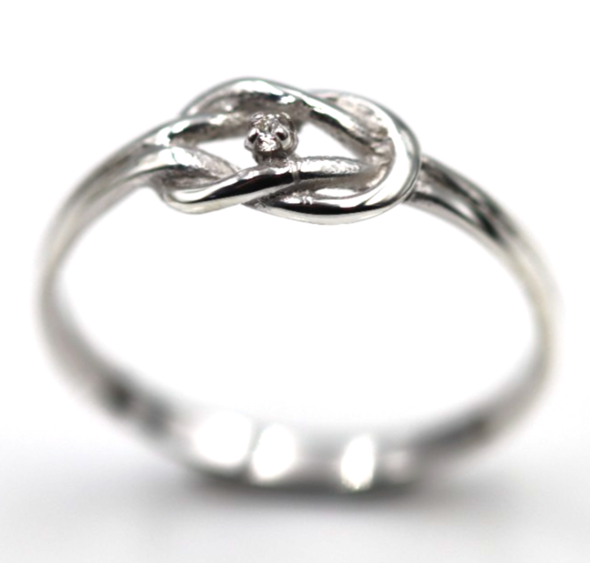 Genuine New Sterling Silver 925 Infinity Diamond Knot Ring Size P / 7.5