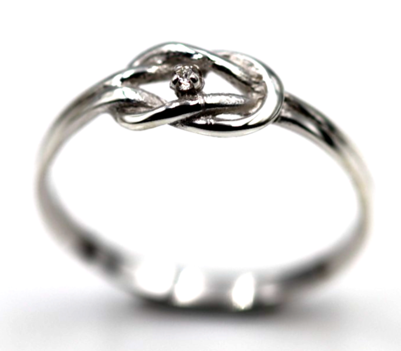 Genuine New Sterling Silver 925 Infinity Diamond Knot Ring Size P / 7.5