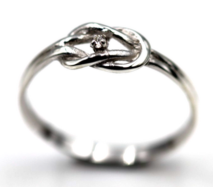 Genuine New Sterling Silver 925 Infinity Diamond Knot Ring Size P / 7.5
