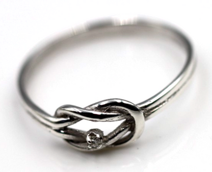 Genuine New Sterling Silver 925 Infinity Diamond Knot Ring Size P / 7.5
