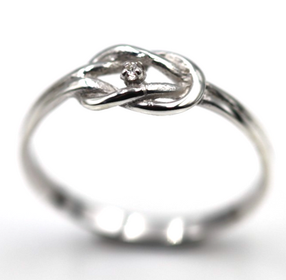 Genuine New Sterling Silver 925 Infinity Diamond Knot Ring Size P / 7.5