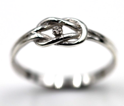 Genuine New Sterling Silver 925 Infinity Diamond Knot Ring Size P / 7.5