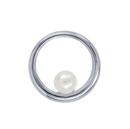 Sterling Silver 925 Open Graduating Circle Pendant + Floating Freshwater Pearl