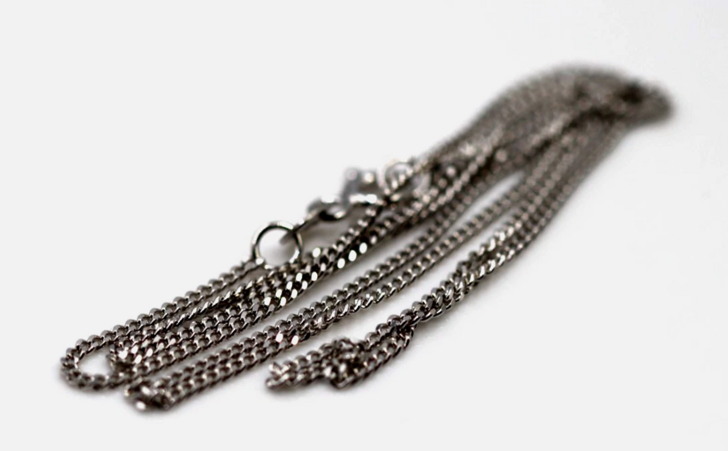 Genuine 9ct 9k 375 White Gold Diamond Cut Curb Necklace Chain 2.5grams 40cm