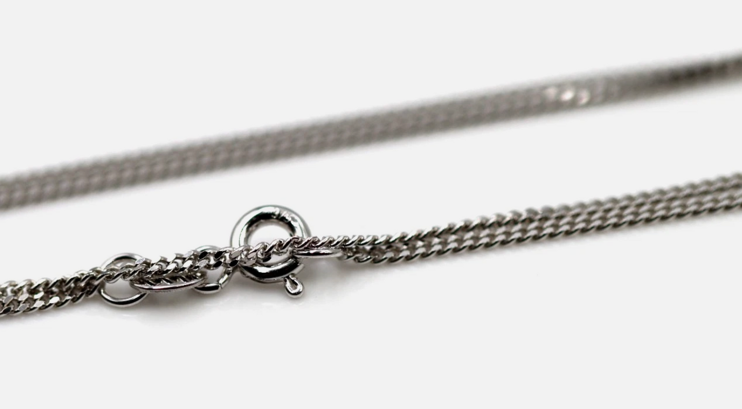 Genuine 9ct 9k 375 White Gold Diamond Cut Curb Necklace Chain 2.5grams 40cm