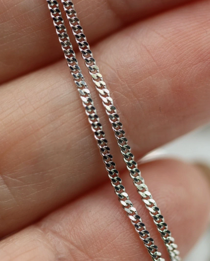 Genuine 9ct 9k 375 White Gold Diamond Cut Curb Necklace Chain 2.5grams 40cm
