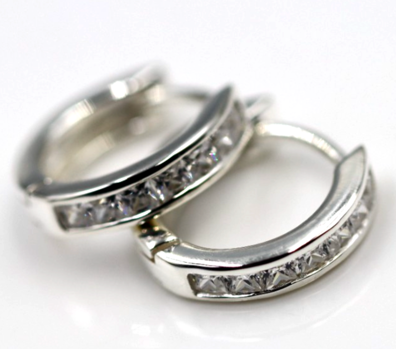 Genuine Sterling Silver 925 14mm Wide Hoop Huggies Huggie Earrings
