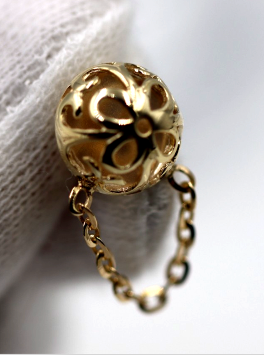 Genuine 9ct 9K 375 Yellow, Rose or White Gold 375 Half Ball 10mm Stud Filigree + Chain Earrings